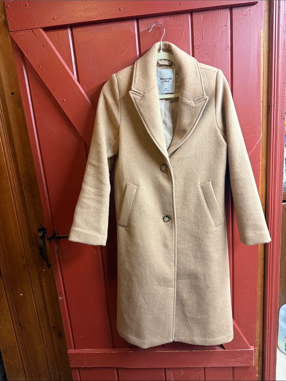 Abercrombie & Fitch Camel Single-Breasted Wool Blend Coat